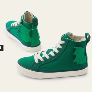 Mini Boden Canvas High Top Sneakers Forest Green Dragon. Size EU28/US11